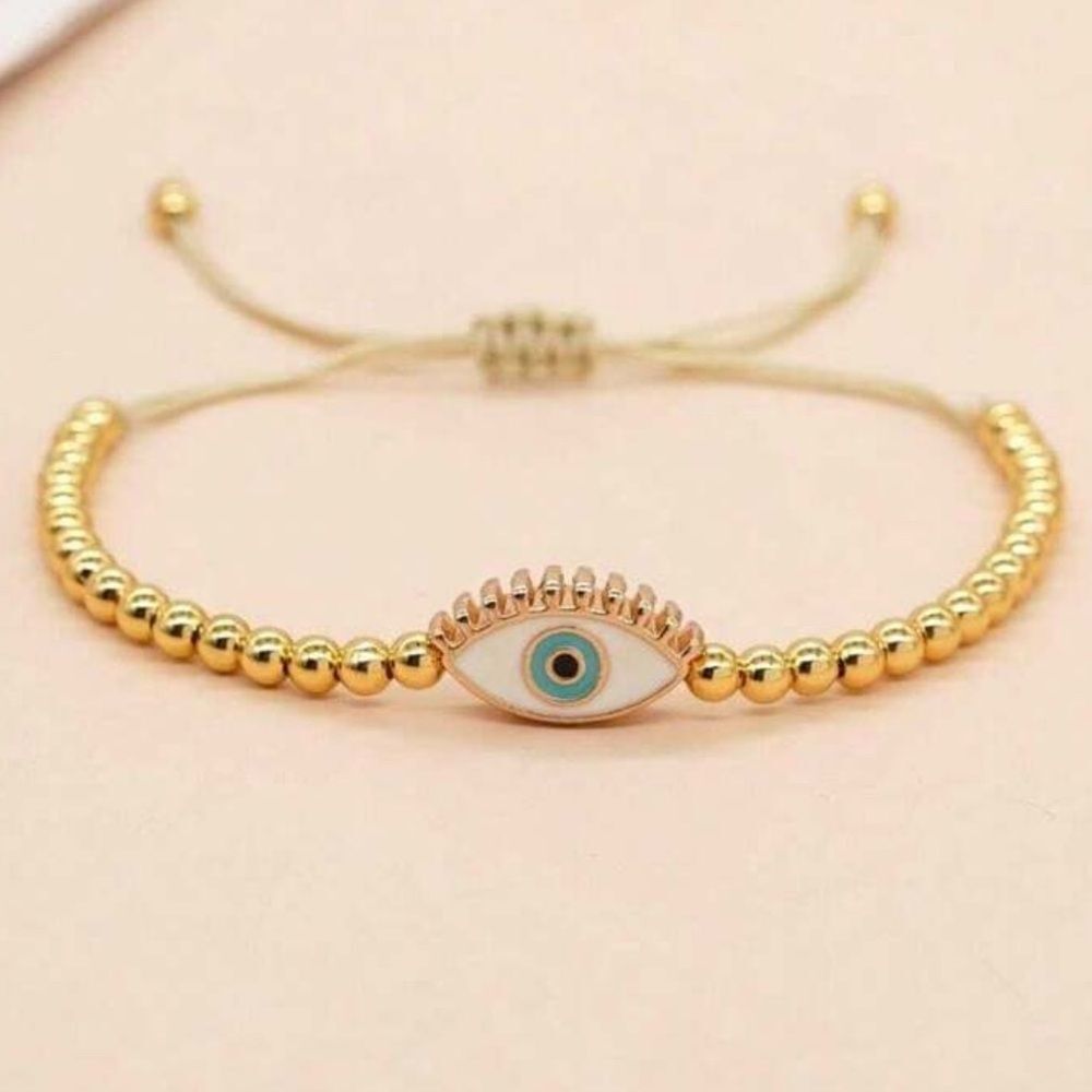 Gold Evil Eye Beaded Bracelet A1430